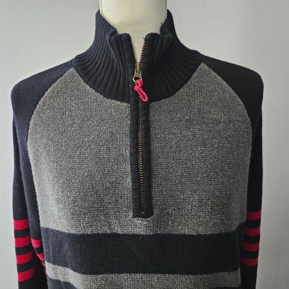 men's AEROPOSTALE 3/4 zip SWEATER black STRAIGHT HEM warm RED gray - Picture 1 of 13